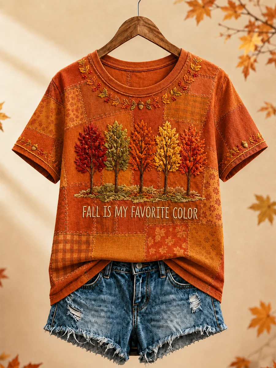 Women's Fall Is My Favorite Color Printed short-sleeved T-shirt