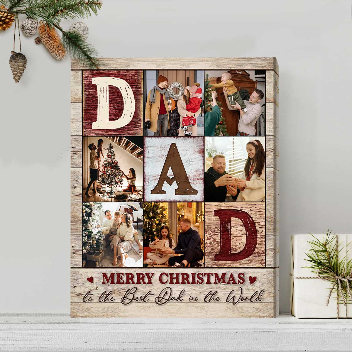 Affiche de collage de photos de papa, cadeaux personnalisés pour papa, meilleurs cadeaux de Noël