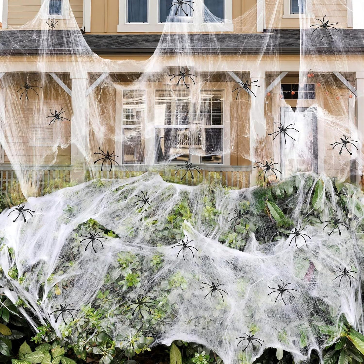 Stretchable Halloween Spider Web Set—Indoor and Outdoor Spider Web Decorations