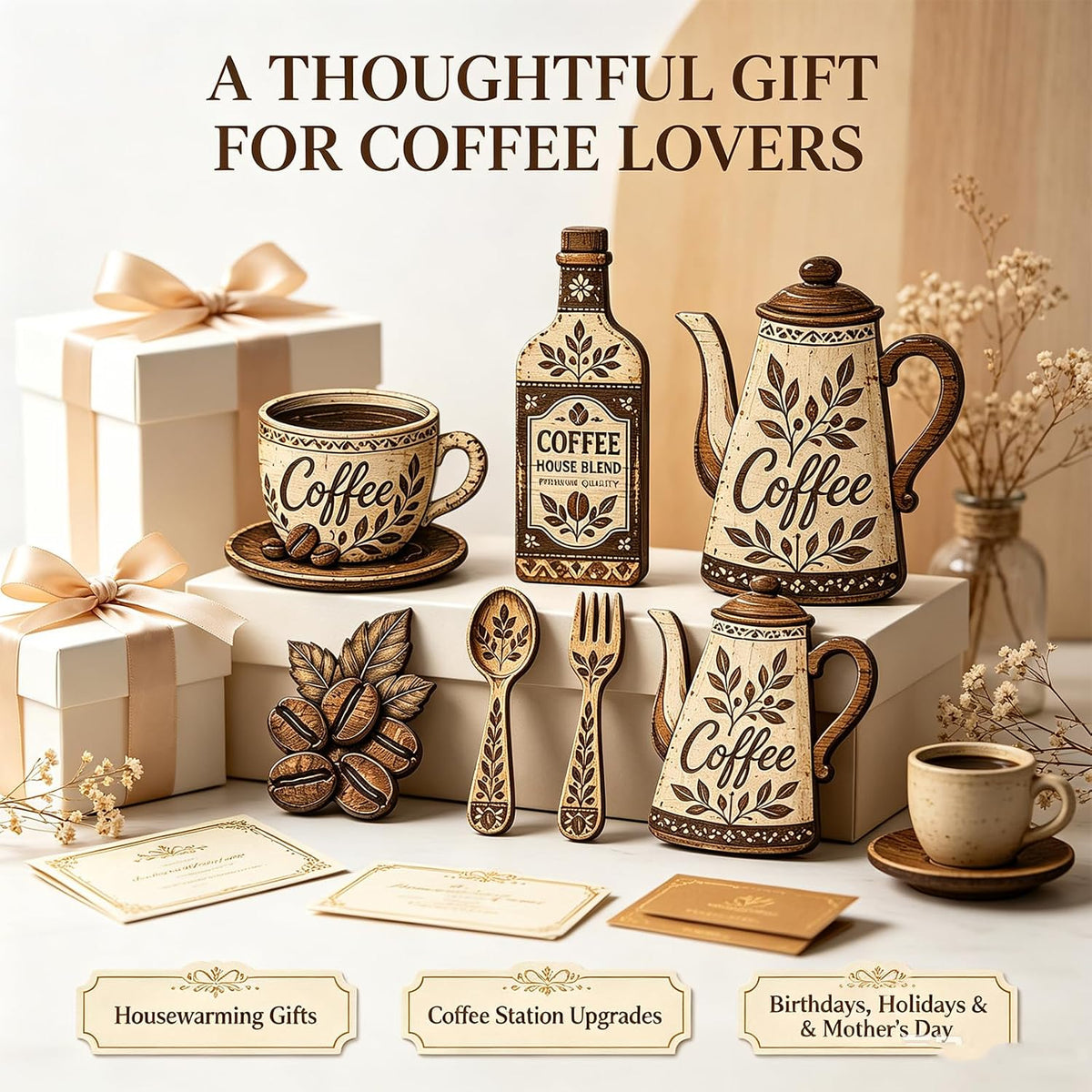 7-Piece Rustic Coffee Wall Art Set – Farmhouse Kitchen and Café Decoration