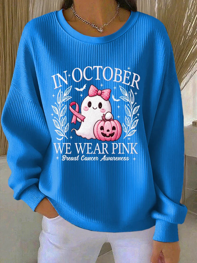 Women's Casual Printed Waffle Long-Sleeve Top