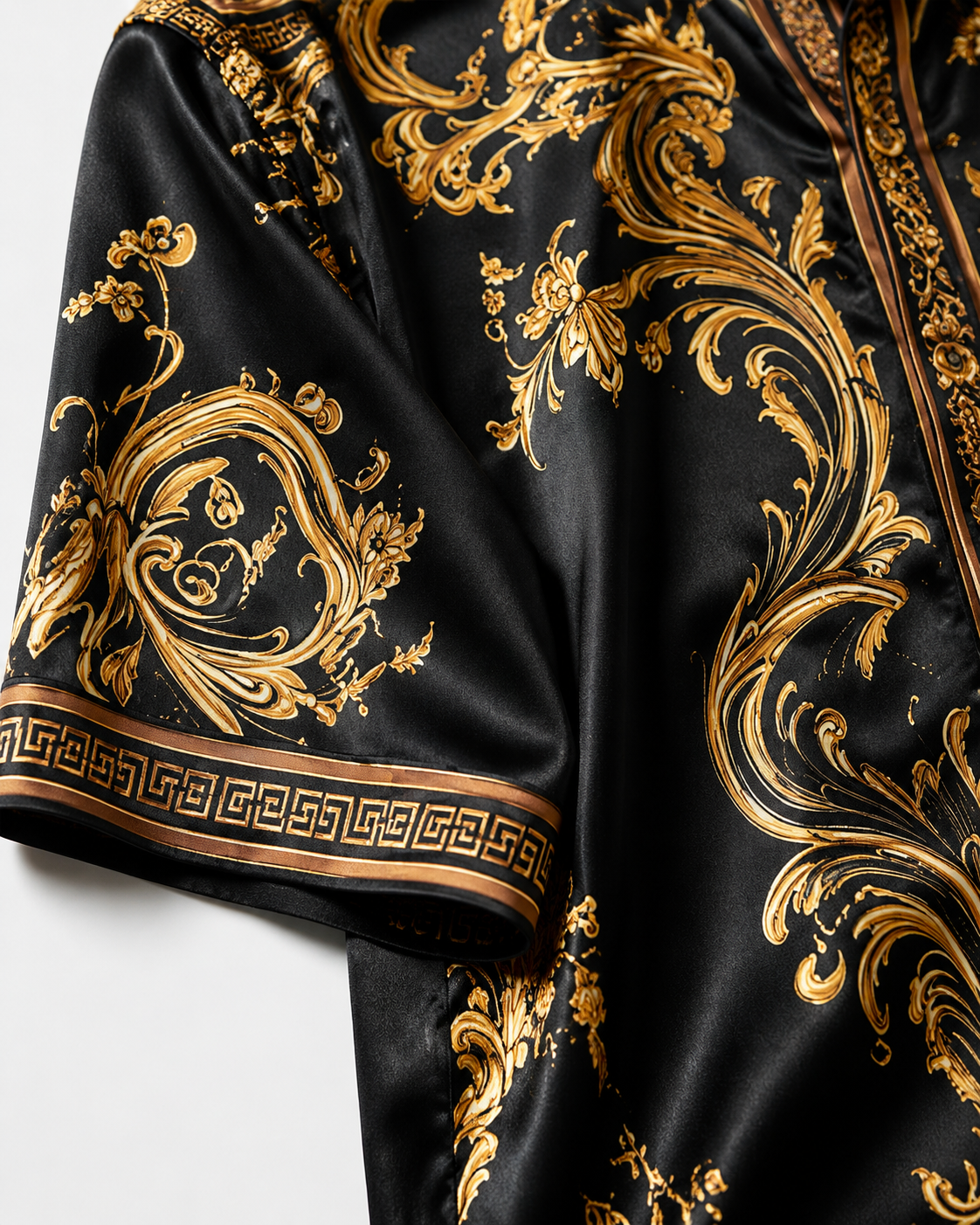 Breathable Silk Satin Vintage-Style Botanical Floral Print Hawaiian Shirt