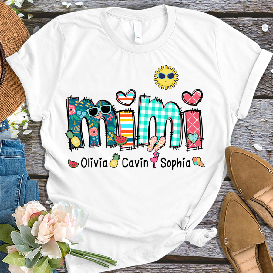 Benutzerdefinierte Oma Sommer Urlaub Shirt, Spitzname und Kinder Sommer Trend T-Shirt