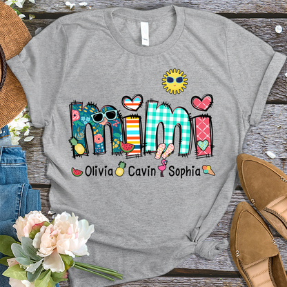 Benutzerdefinierte Oma Sommer Urlaub Shirt, Spitzname und Kinder Sommer Trend T-Shirt