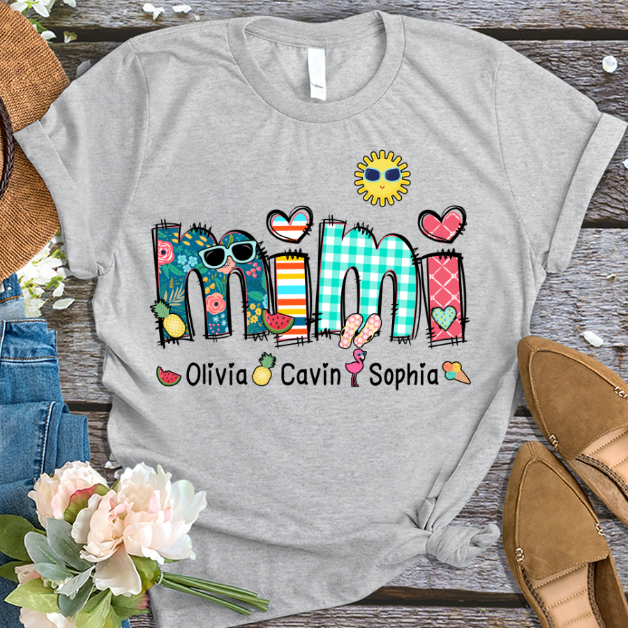 Benutzerdefinierte Oma Sommer Urlaub Shirt, Spitzname und Kinder Sommer Trend T-Shirt