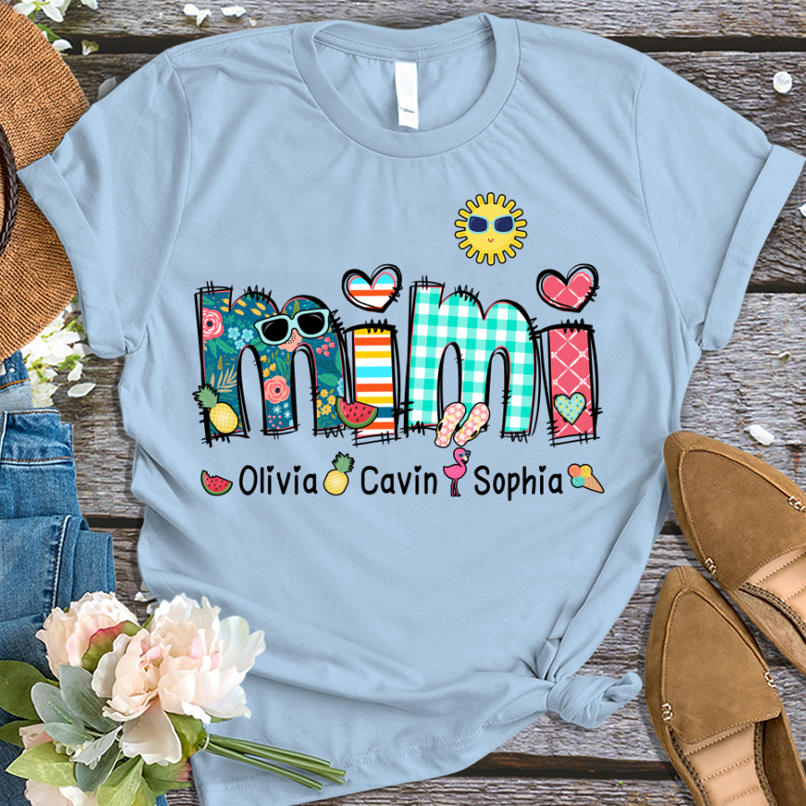Benutzerdefinierte Oma Sommer Urlaub Shirt, Spitzname und Kinder Sommer Trend T-Shirt