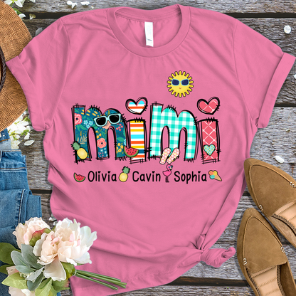 Benutzerdefinierte Oma Sommer Urlaub Shirt, Spitzname und Kinder Sommer Trend T-Shirt