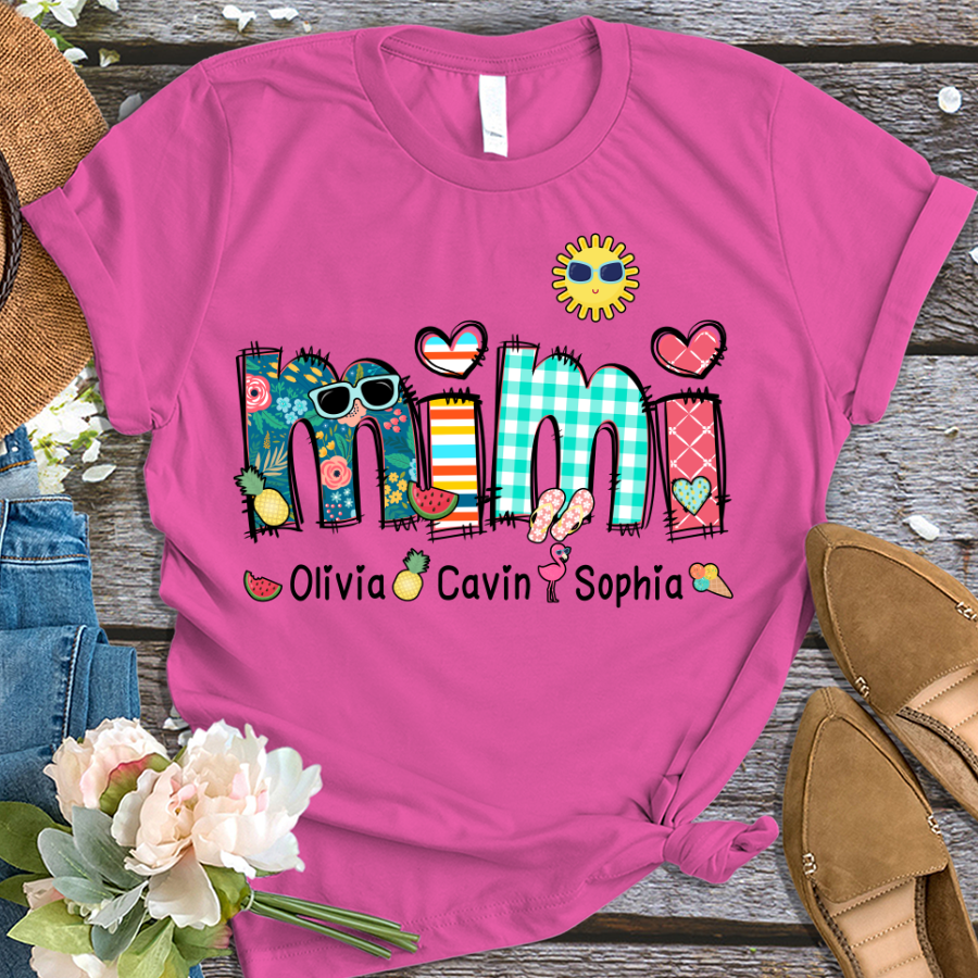 Benutzerdefinierte Oma Sommer Urlaub Shirt, Spitzname und Kinder Sommer Trend T-Shirt