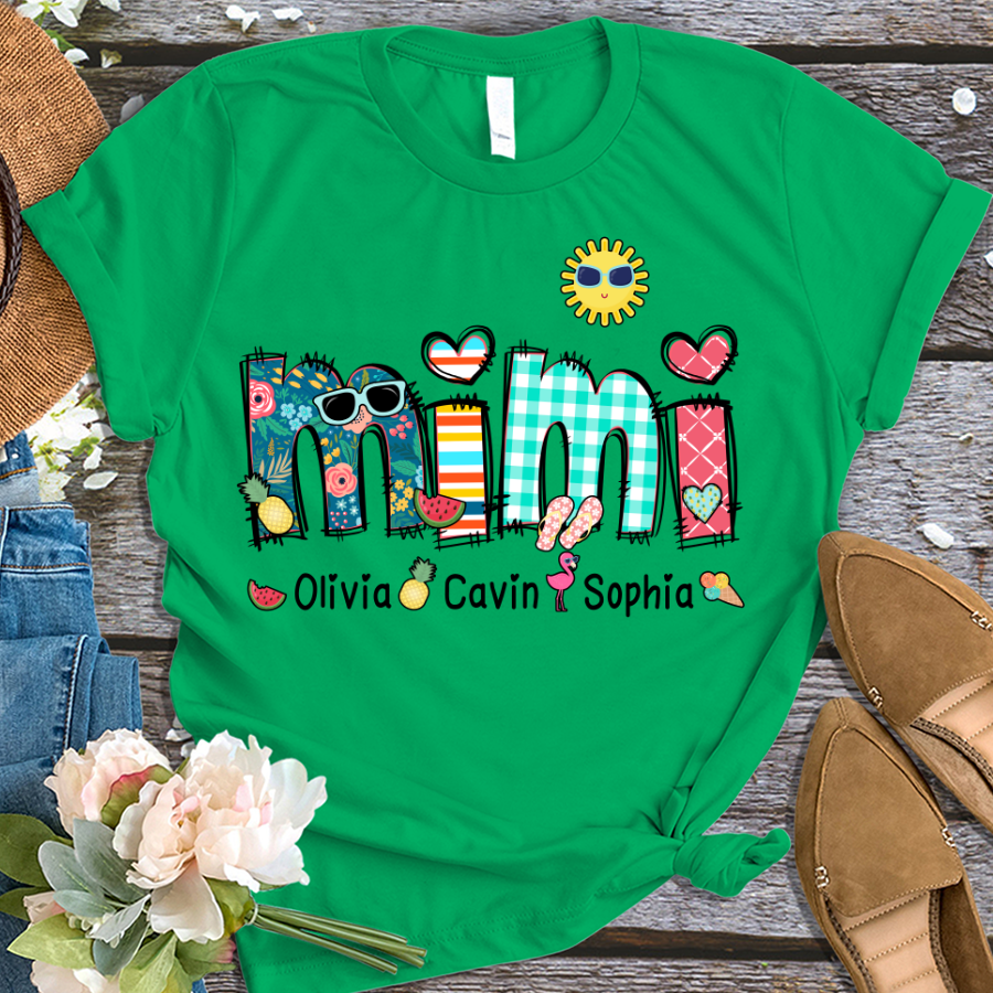 Benutzerdefinierte Oma Sommer Urlaub Shirt, Spitzname und Kinder Sommer Trend T-Shirt