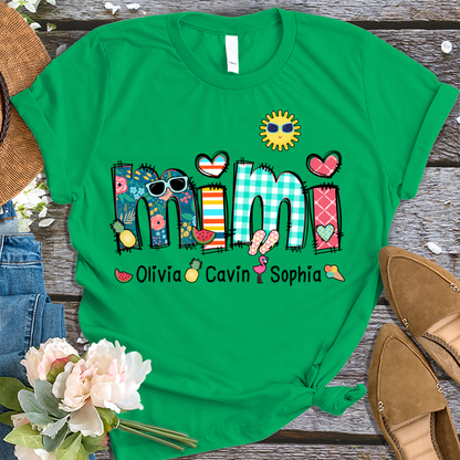 Benutzerdefinierte Oma Sommer Urlaub Shirt, Spitzname und Kinder Sommer Trend T-Shirt