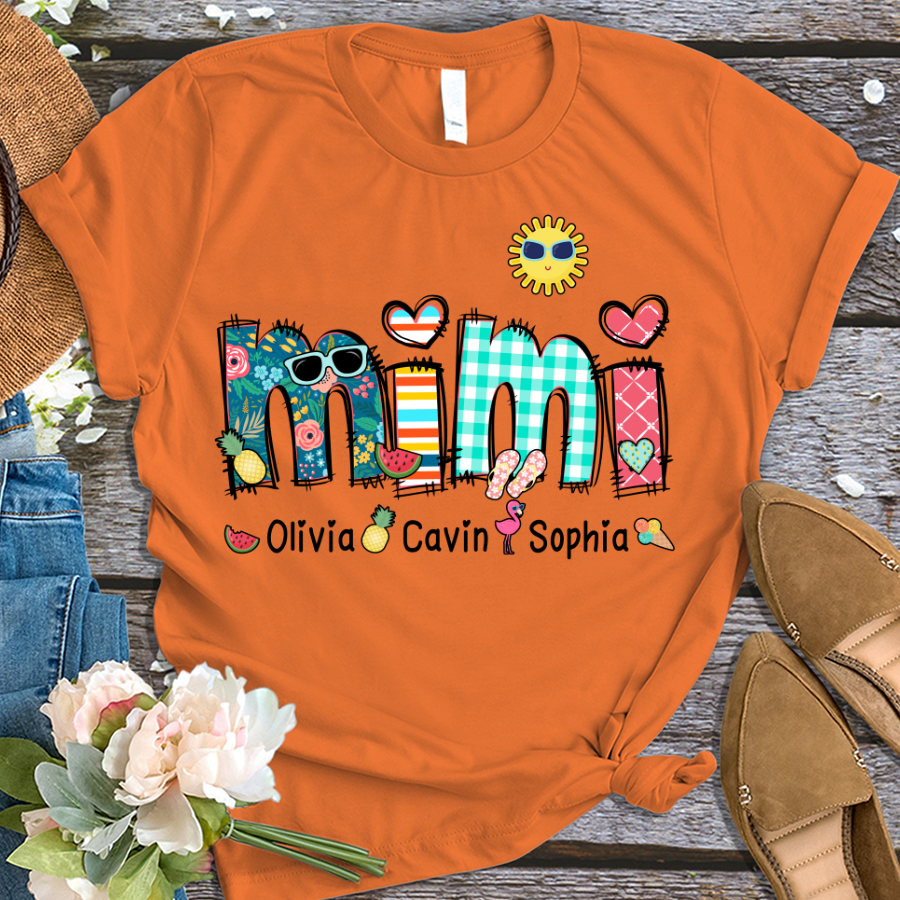 Benutzerdefinierte Oma Sommer Urlaub Shirt, Spitzname und Kinder Sommer Trend T-Shirt