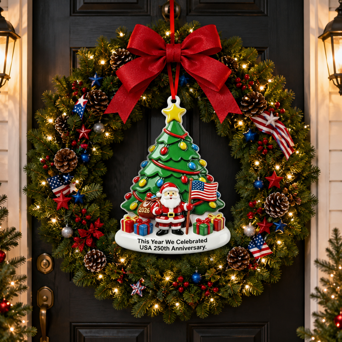 USA 250th Anniversary Christmas Ornament – Patriotic 1776–2026 Holiday Decoration