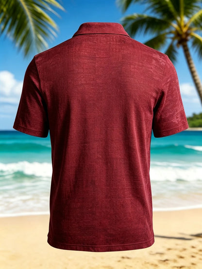 Moisture-Wicking 3D Gradient Abstract Geometric Short-Sleeve Hawaiian Golf Polo