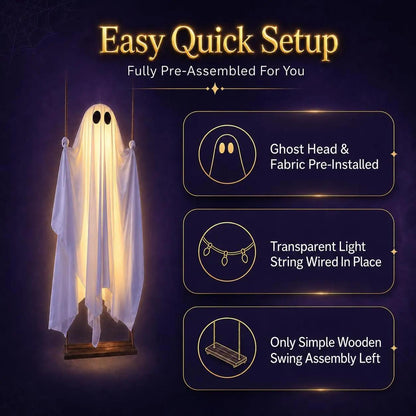 Halloween Light-Up Swinging Ghost Decoration With Remote Control