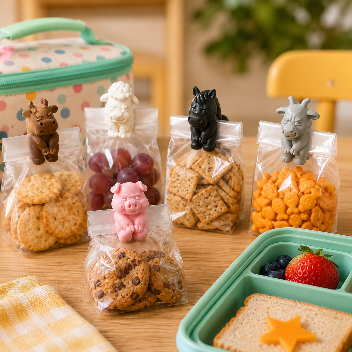 Cute Farm Animal Bag Clips - Reusable Food Sealing Clips for Snacks, Coffee & Pet Treats