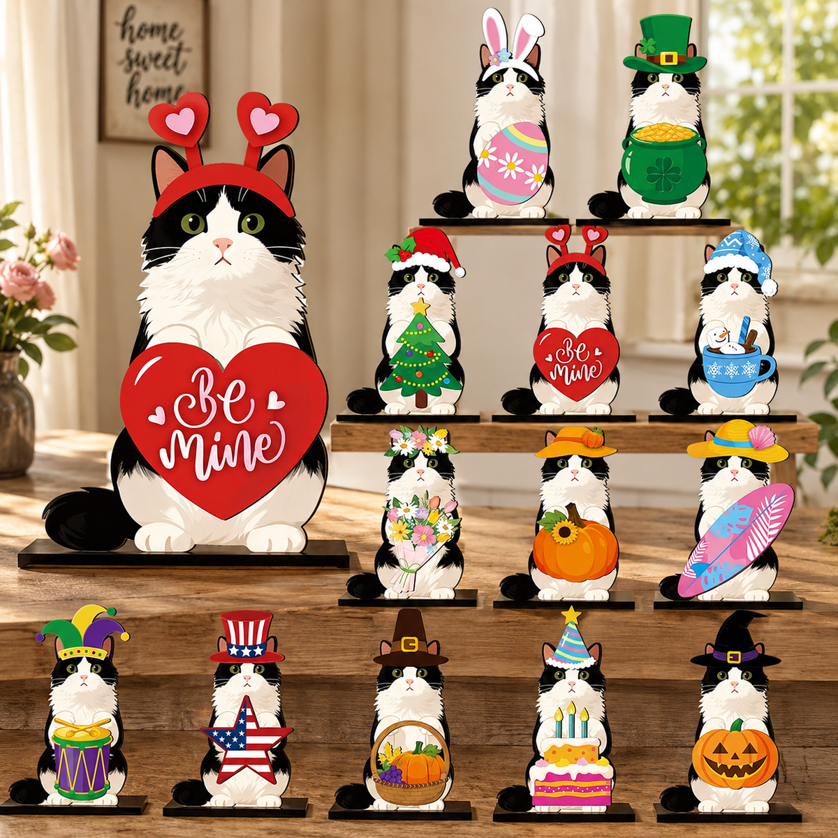 Interchangeable Seasonal Animal Wooden Decor – Magnetic Holiday Accessories