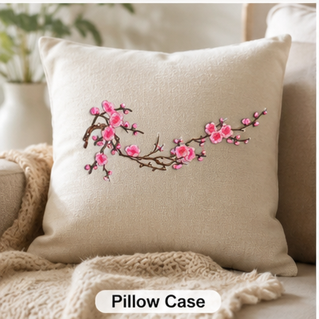Cherry Blossom Embroidered Patch – Floral Iron-On Decoration for T-Shirts, Jackets & Bags