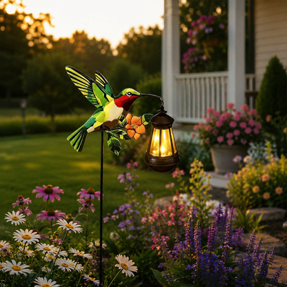 Solar Bird Garden Stake Light - Cardinal, Hummingbird & Kingfisher Outdoor Yard Decor