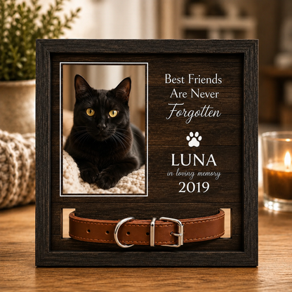 Custom Pet Memorial Collar Photo Frame – A personalized photo keepsake designed for dog and cat lovers