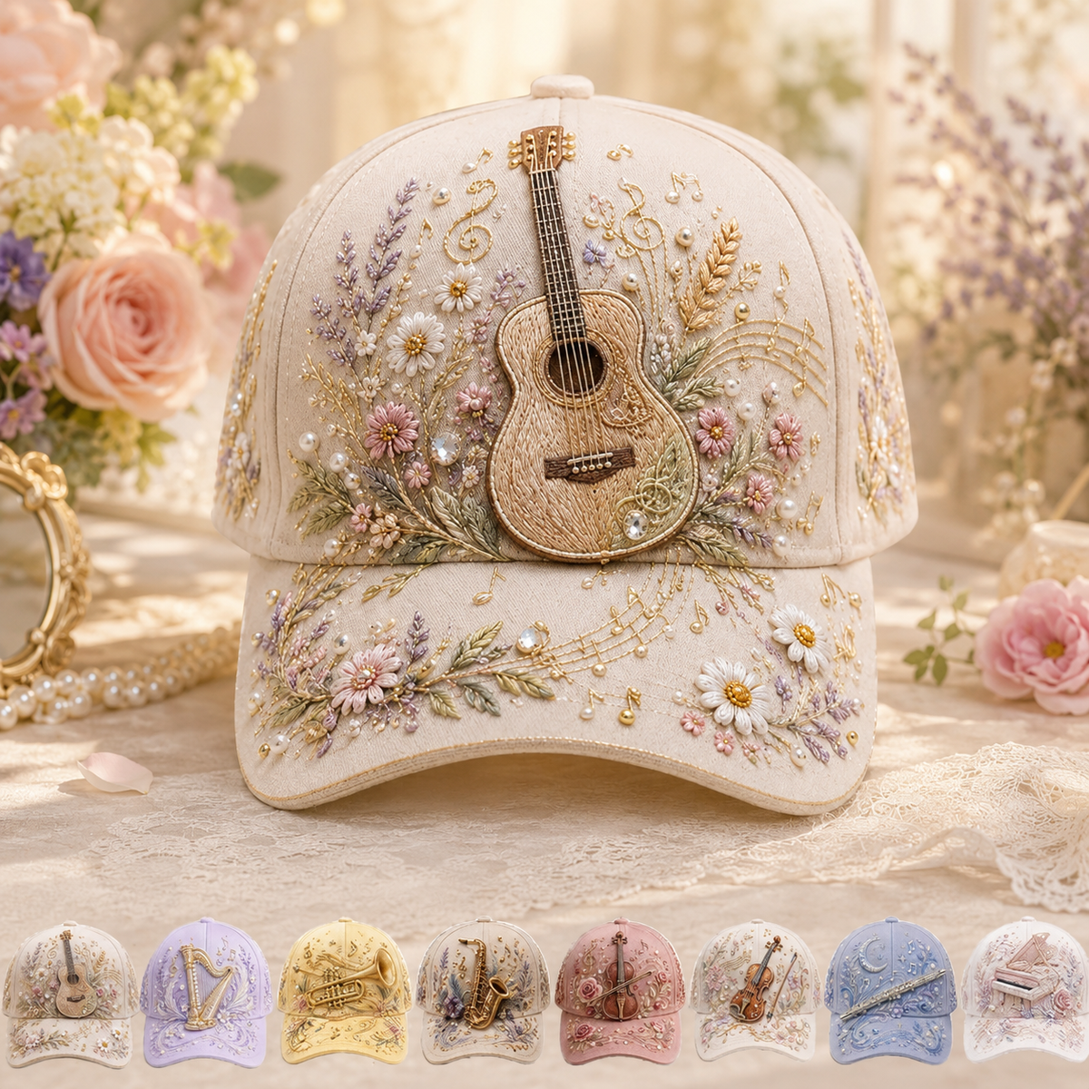 3D Music Lover Baseball Cap - Raised Piano Design Hat For Musicians, Music Teachers & Music Lovers Gift