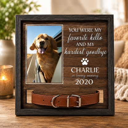 Custom Pet Memorial Collar Photo Frame – A personalized photo keepsake designed for dog and cat lovers