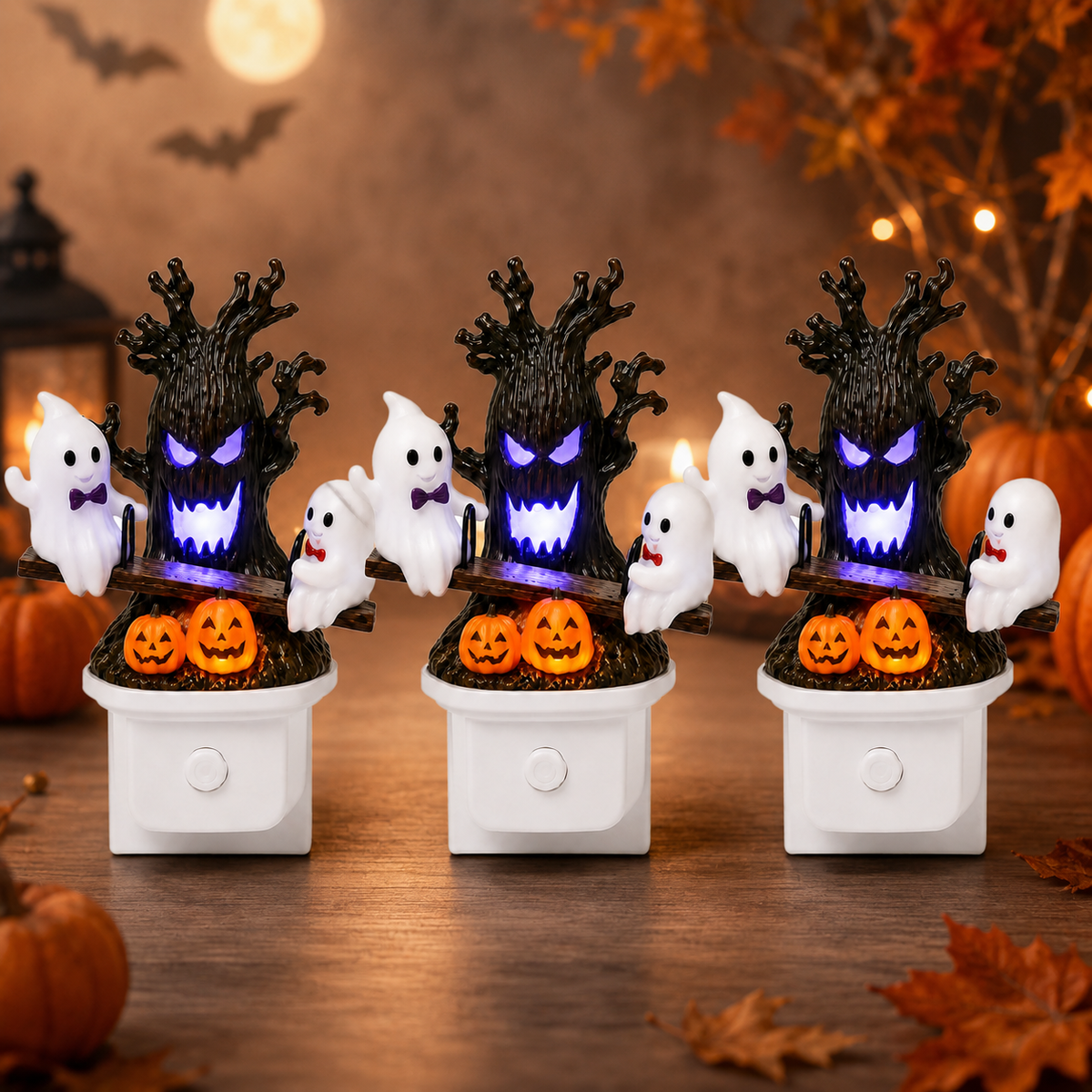 Animated Ghost Seesaw Halloween Plug-In Night Light