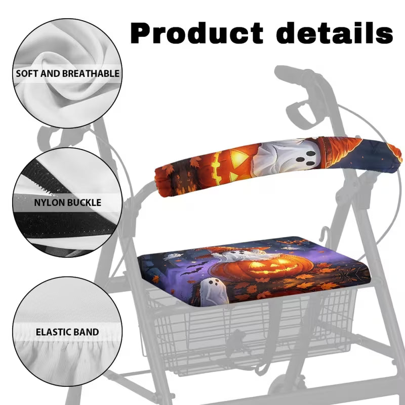 Reusable Walker Seat and Handle Cover Set – Adjustable 2D Decorative Walker Accessories