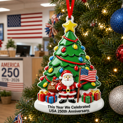 USA 250th Anniversary Christmas Ornament – Patriotic 1776–2026 Holiday Decoration