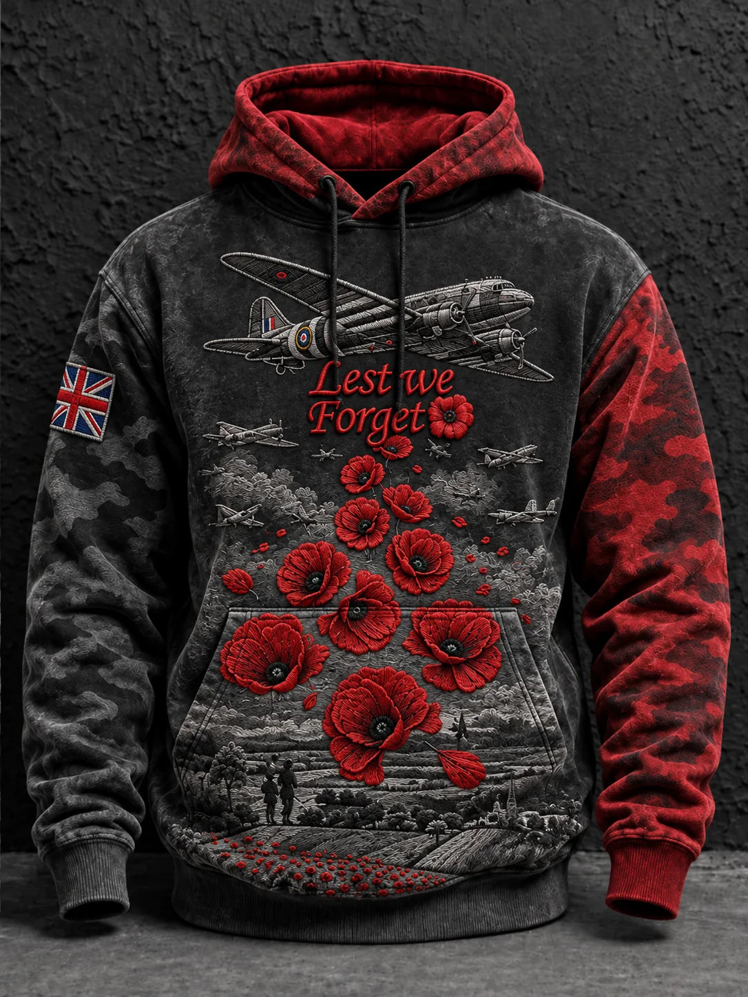 Men's Remembrance Day Lest We Forget  Oversized Hoodie