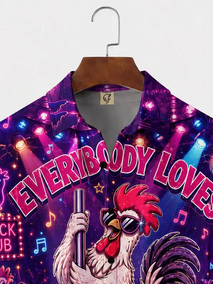 Moisture-Wicking "Beer Can Chicken" Chest-Pocket Hawaiian Shirt