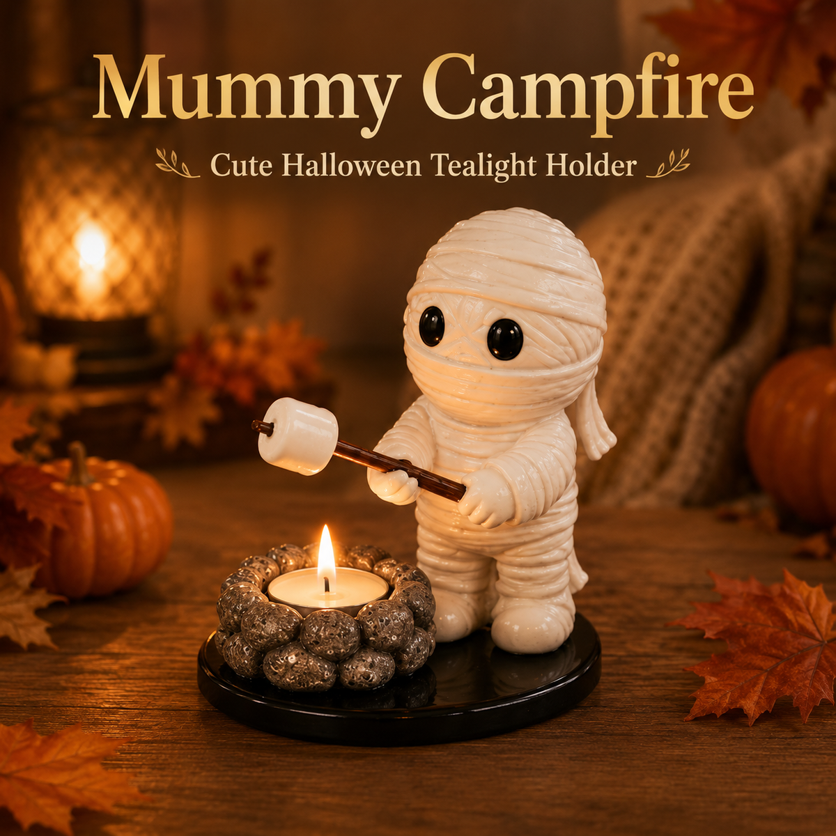 Halloween Campfire Tealight Holder Collection - Cute Ghost, Mummy & Scarecrow Tabletop Decor
