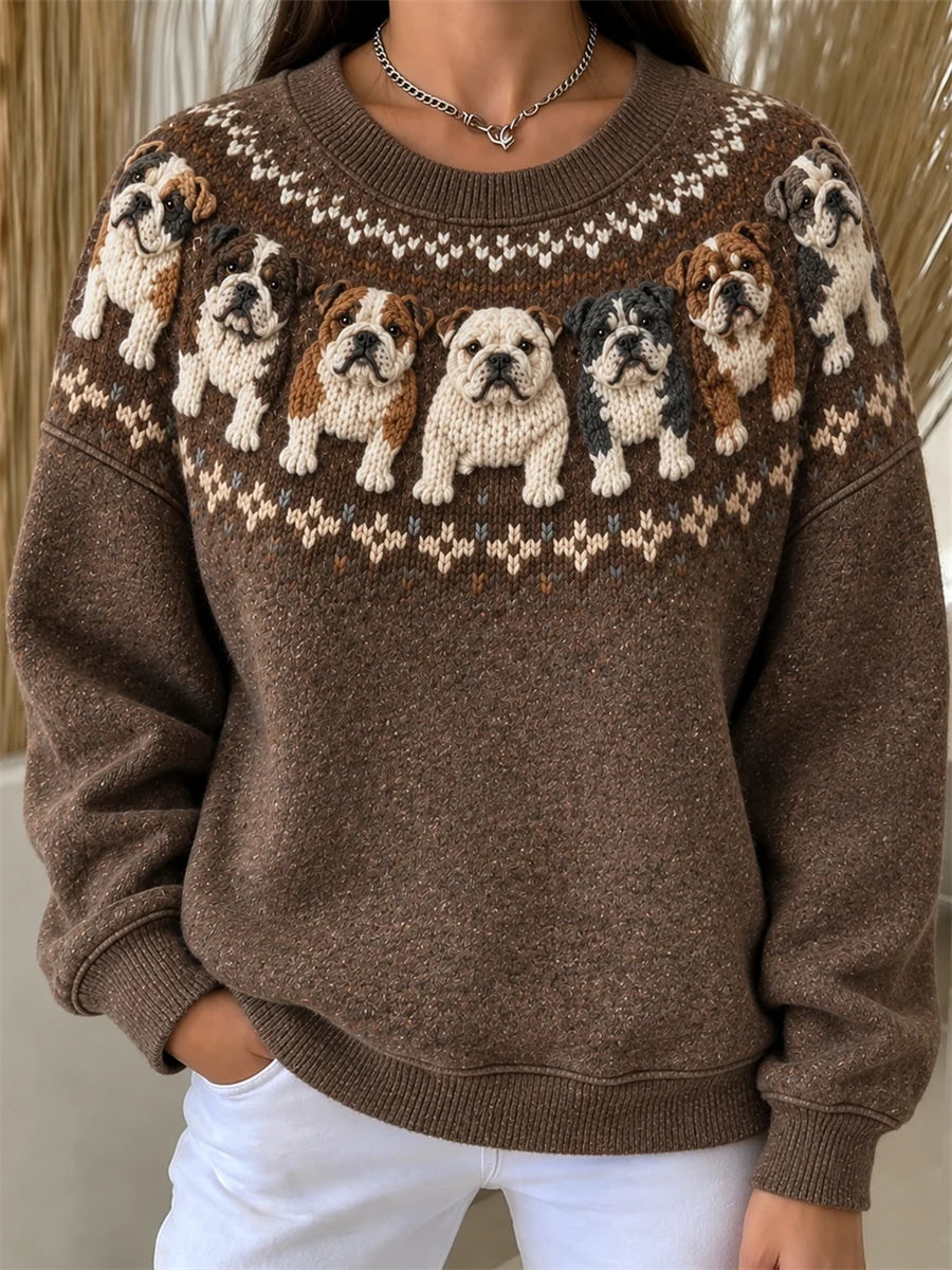 Women's Vintage Yoke Isle Print Loose Fit Sweatshirt