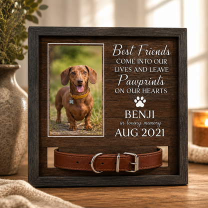 Custom Pet Memorial Collar Photo Frame – A personalized photo keepsake designed for dog and cat lovers