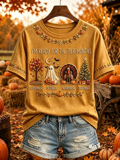 Women's I'm Ready For The 'ber Months Print Short-sleeved T-shirt