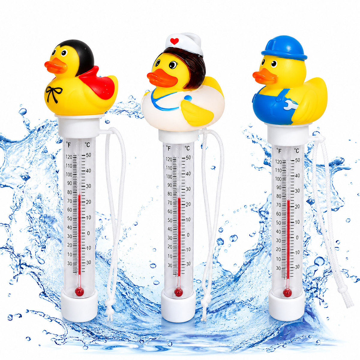 Fun Floating Duck-Shaped Pool Thermometer—Suitable for Pools, Spas, and Hot Tubs; Easy-to-Read Display; Halloween Gift