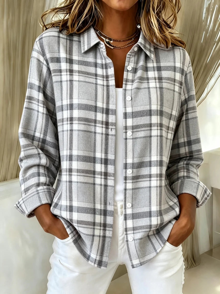 Women's Casual Retro Print Long-Sleeved Shirt