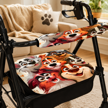 Reusable Walker Seat and Handle Cover Set – Adjustable 2D Decorative Walker Accessories