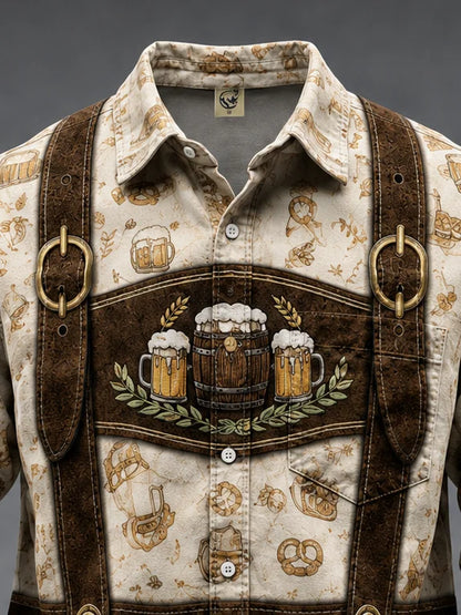 Moisture-Wicking Oktoberfest Style Chest Pocket Long-Sleeve Casual Shirt