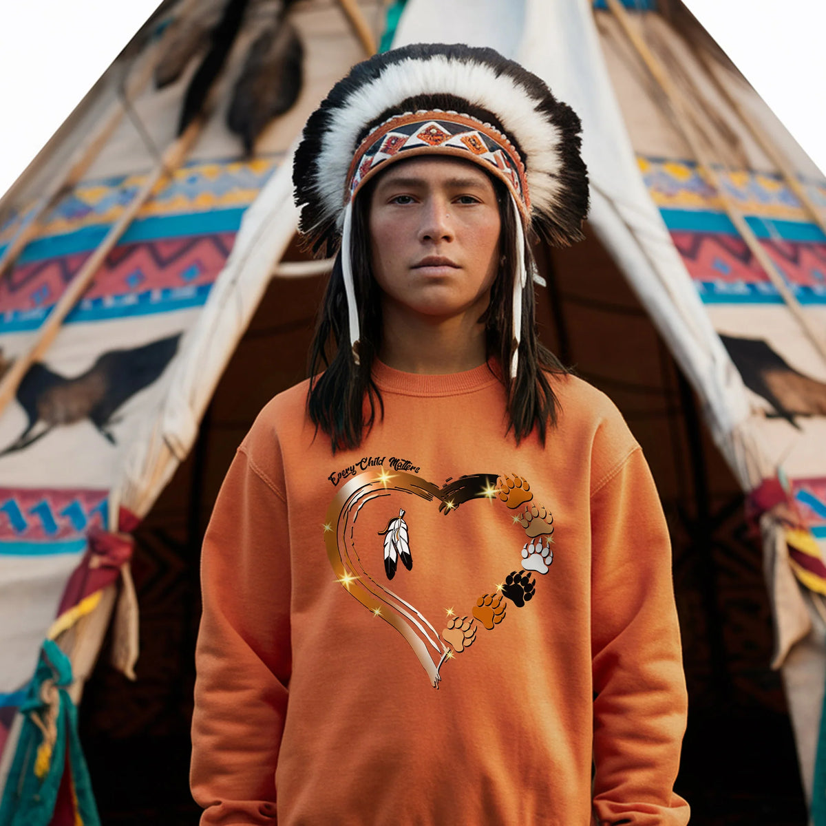 Every Child Matters Paws Of Heart Native American Unisex T-shirt/Hoodie/Sweatshirt