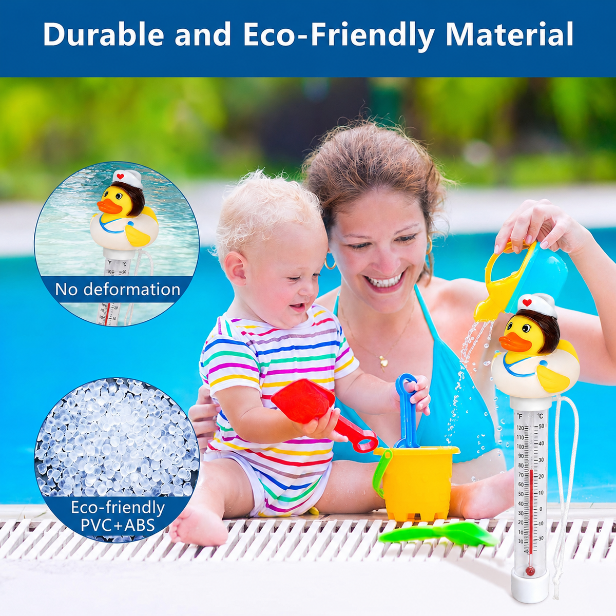 Fun Floating Duck-Shaped Pool Thermometer—Suitable for Pools, Spas, and Hot Tubs; Easy-to-Read Display; Halloween Gift