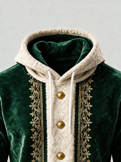 Christmas Vintage Santa Claus Suit Look Kangaroo-Pocket Hoodie Sweatshirt