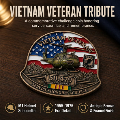 ❤️Last Day 50% OFF - 🎖️Vietnam Veteran M1 Helmet Tribute Challenge Coin