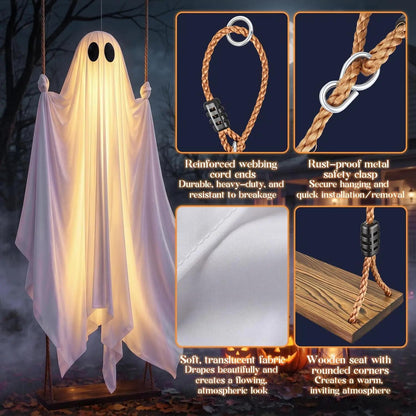 Halloween Light-Up Swinging Ghost Decoration With Remote Control