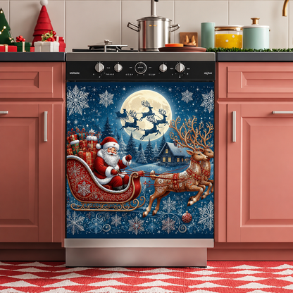 Reusable Christmas-Themed Dishwasher Decal – Festive 2D Printed Kitchen Decor