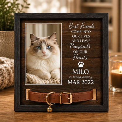 Custom Pet Memorial Collar Photo Frame – A personalized photo keepsake designed for dog and cat lovers