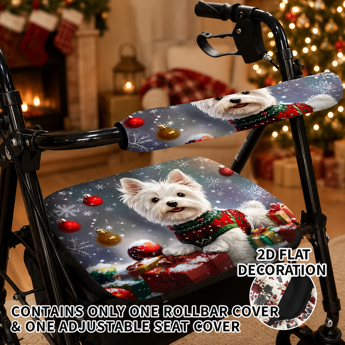 Reusable Walker Seat and Handle Cover Set – Adjustable 2D Decorative Walker Accessories