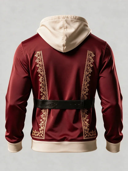 Christmas Vintage Santa Claus Suit Look Kangaroo-Pocket Hoodie Sweatshirt