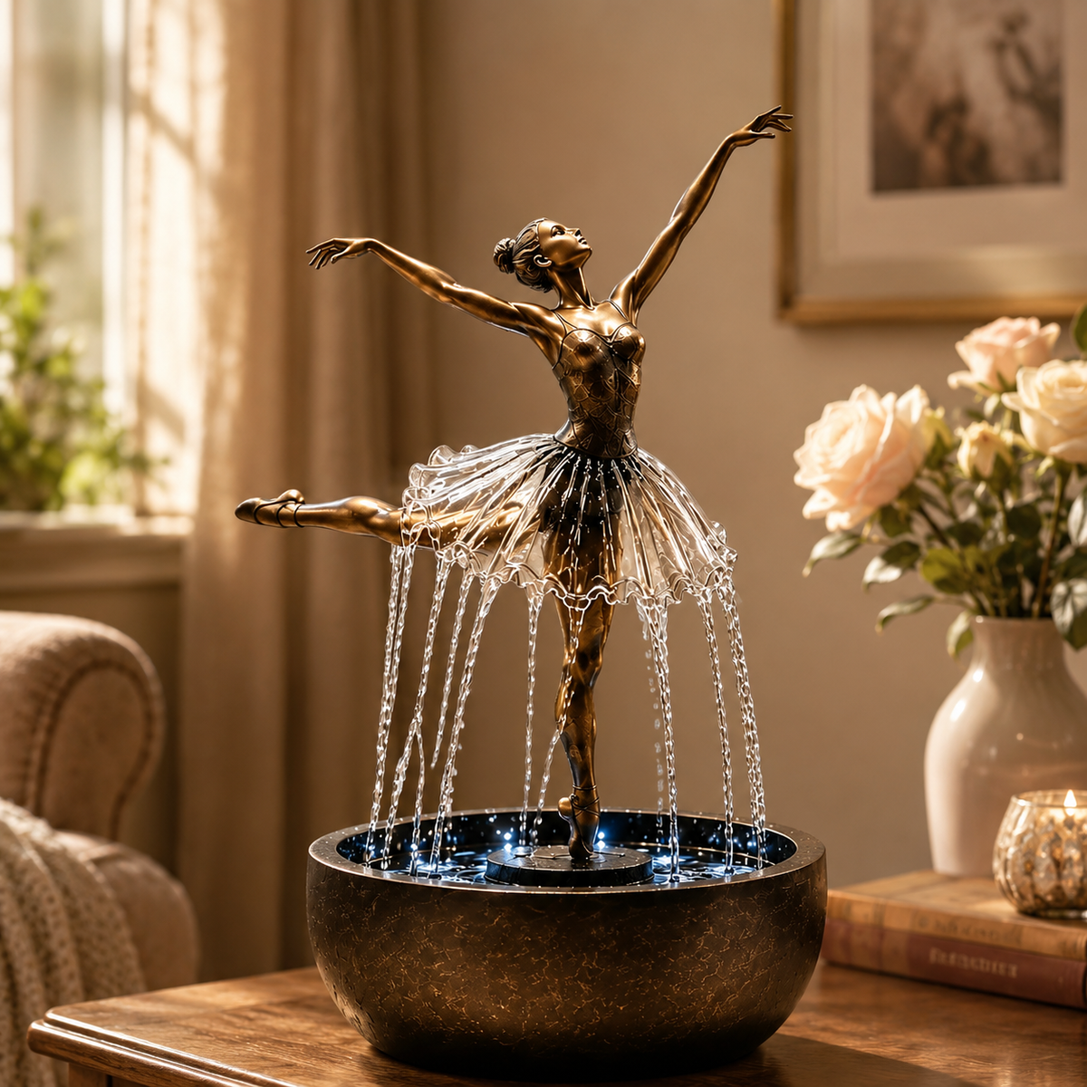 Ballerina Tabletop Water Fountain – Elegant Indoor Relaxation Decor