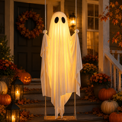 Halloween Light-Up Swinging Ghost Decoration With Remote Control