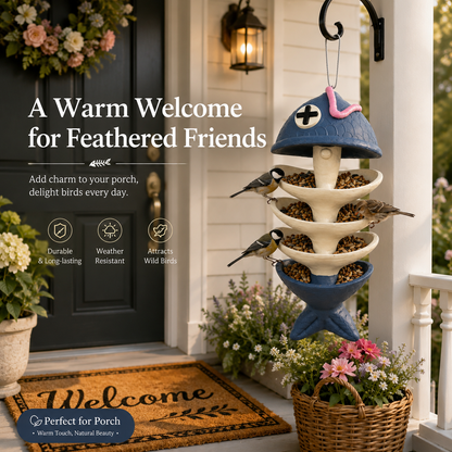 Fishbone Hanging Bird Feeder - Whimsical Outdoor Garden Decor for Bird Lovers